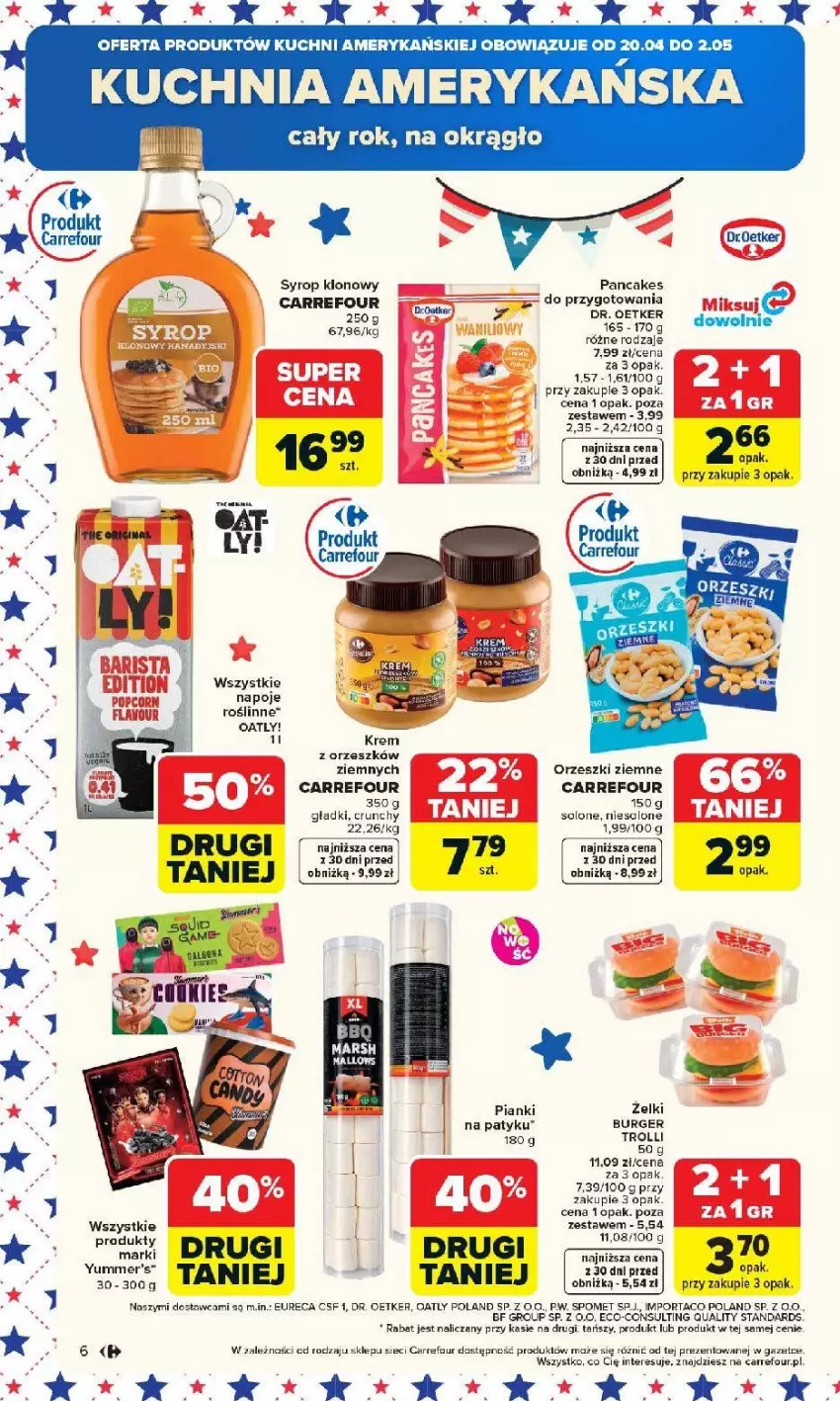 Gazetka promocyjna Carrefour - Gazetka Kuchnia amerykańska - ważna 20.04 do 02.05.2026 - strona 6 - produkty: Burger, Kuchnia, Napoje, Orzeszki, Orzeszki ziemne, Por, Ser