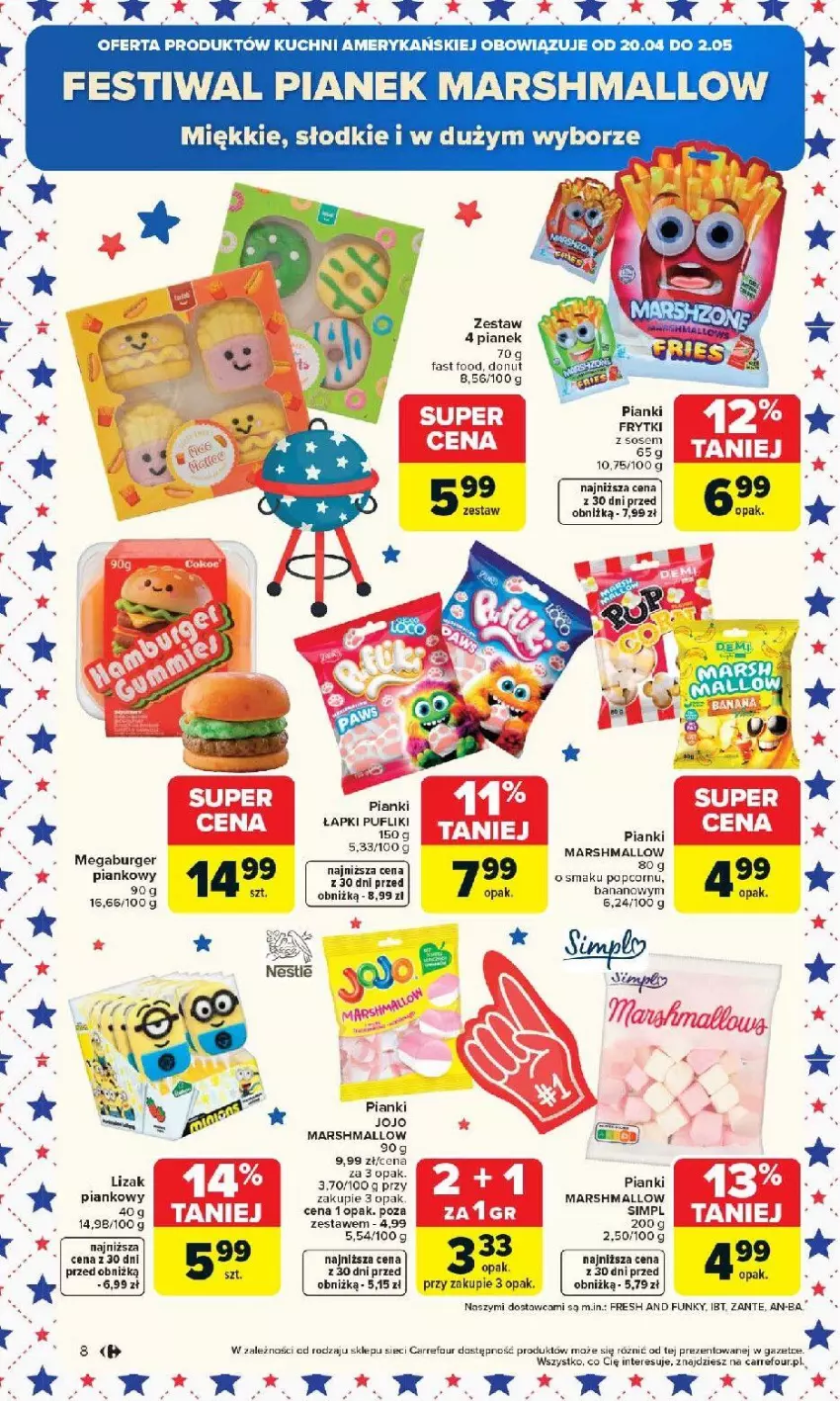 Gazetka promocyjna Carrefour - Gazetka Kuchnia amerykańska - ważna 20.04 do 02.05.2026 - strona 8 - produkty: Donut, Fa, Frytki, Mars, Popcorn, Puf, Sos