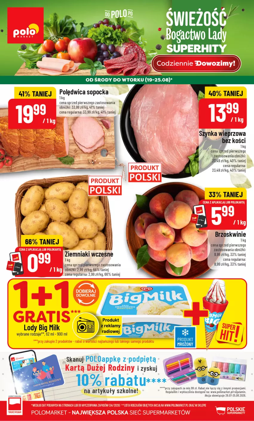 Gazetka promocyjna PoloMarket - Gazetka POLOmarket - ważna 19.08 do 25.08.2026 - strona 1 - produkty: Brzoskwinie, Polędwica, Ziemniaki