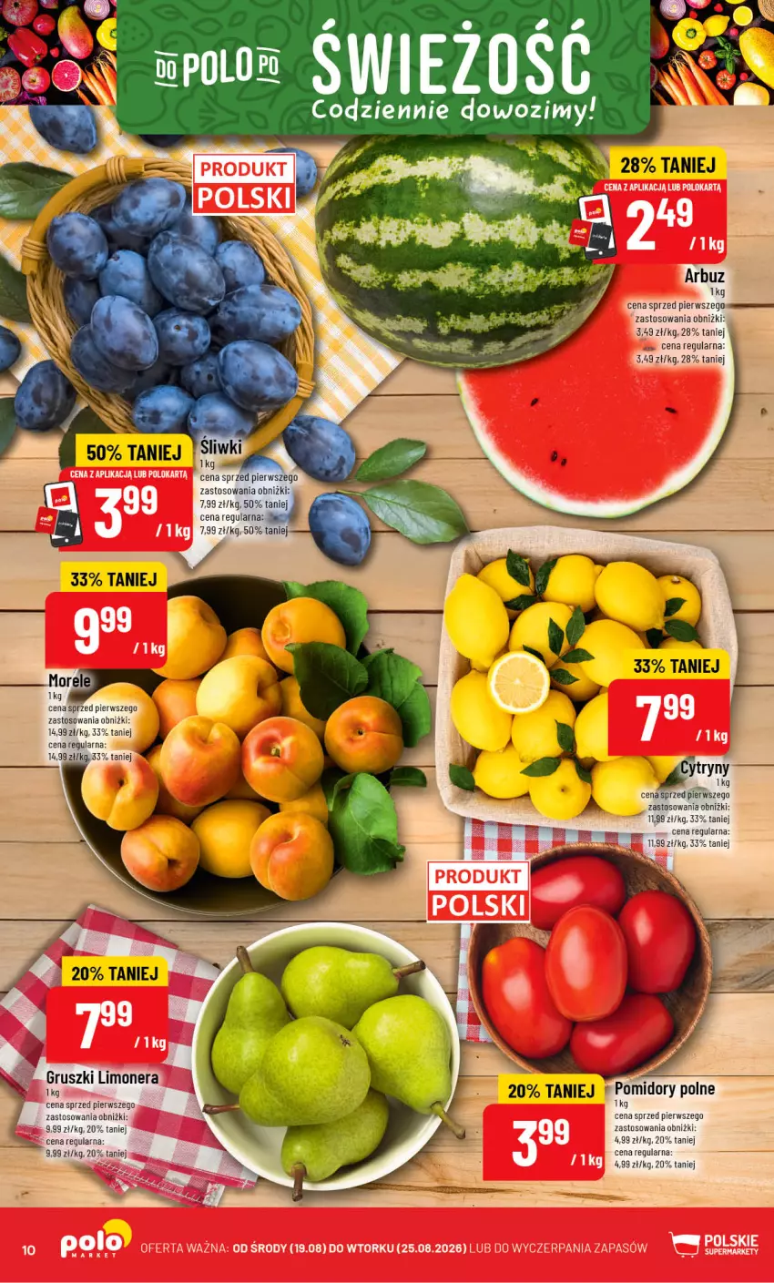 Gazetka promocyjna PoloMarket - Gazetka POLOmarket - ważna 19.08 do 25.08.2026 - strona 10 - produkty: Arbuz, Gruszki, Pomidory