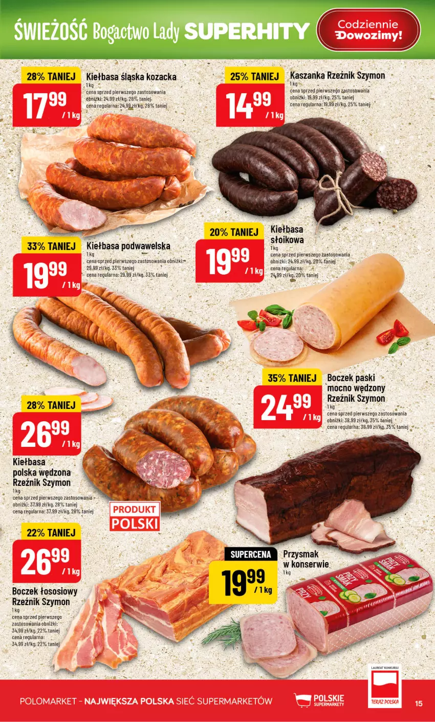 Gazetka promocyjna PoloMarket - Gazetka POLOmarket - ważna 19.08 do 25.08.2026 - strona 15 - produkty: Boczek, Fa, Kasza, Kaszanka, Kiełbasa, Kiełbasa podwawelska, Kiełbasa śląska, Laur, Ser, Wawel