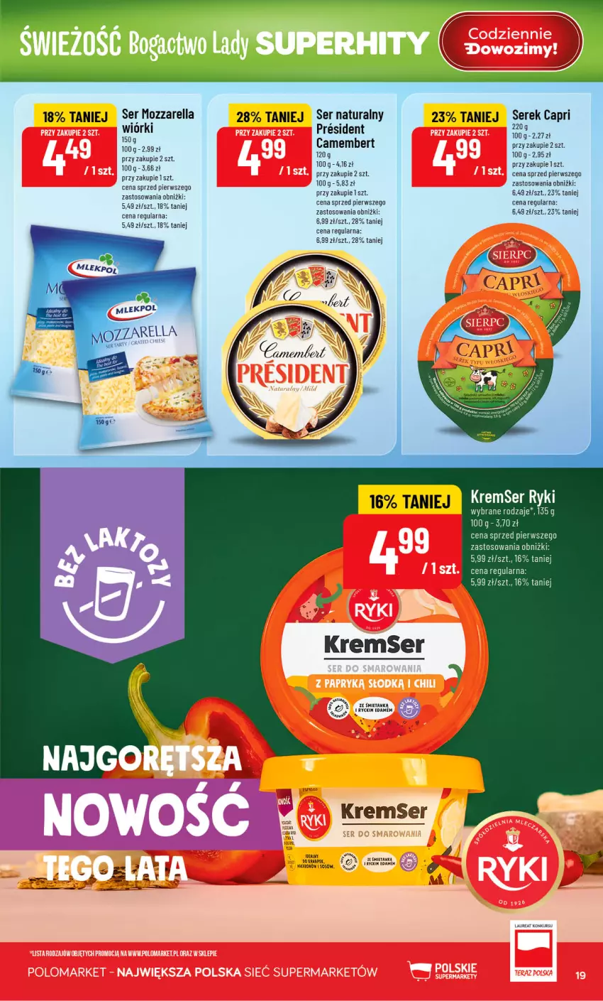 Gazetka promocyjna PoloMarket - Gazetka POLOmarket - ważna 19.08 do 25.08.2026 - strona 19 - produkty: Camembert, Laur, Mozzarella, Ser, Serek