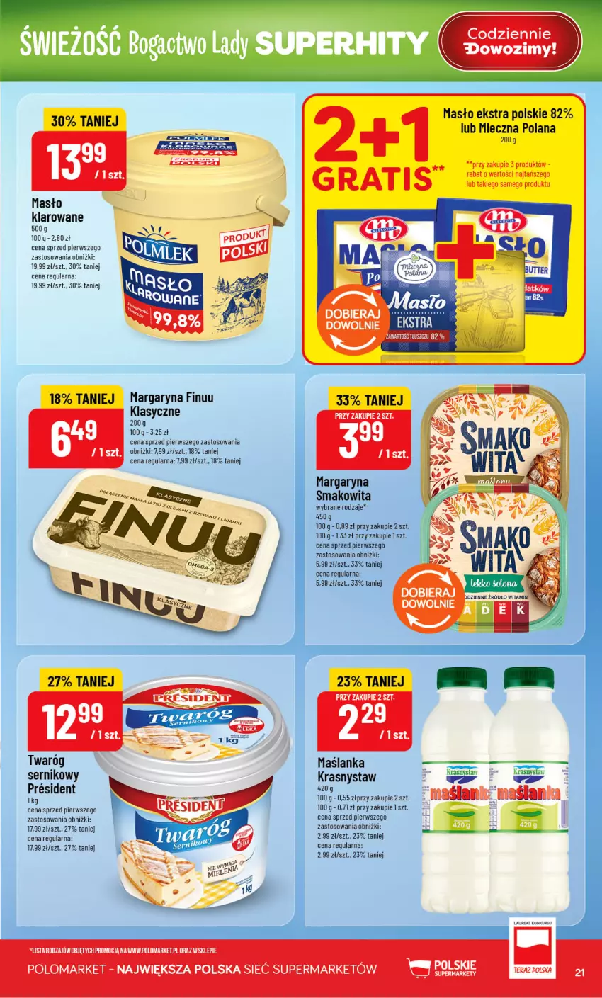 Gazetka promocyjna PoloMarket - Gazetka POLOmarket - ważna 19.08 do 25.08.2026 - strona 21 - produkty: Finuu, LANA, Laur, Margaryna, Maślanka, Masło, Ser, Smakowita, Tera
