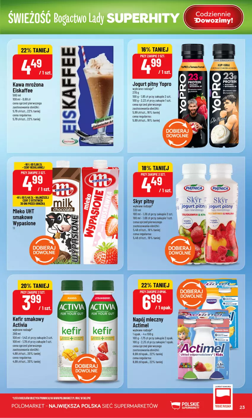 Gazetka promocyjna PoloMarket - Gazetka POLOmarket - ważna 19.08 do 25.08.2026 - strona 23 - produkty: Actimel, Activia, Gra, Jogurt, Jogurt pitny, Kawa, Kefir, Laur, Mleko, Napój, Napój mleczny