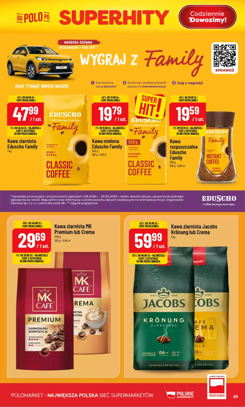 Gazetka promocyjna PoloMarket - Gazetka POLOmarket - ważna 19.08 do 25.08.2026 - strona 45 - produkty: Fa, Gra, Jacobs, Kawa, Kawa mielona, Kawa rozpuszczalna, Kawa ziarnista, Laur