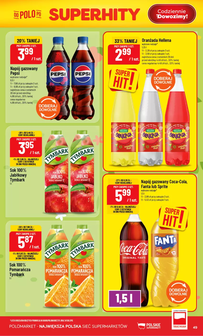Gazetka promocyjna PoloMarket - Gazetka POLOmarket - ważna 19.08 do 25.08.2026 - strona 49 - produkty: Coca-Cola, Fa, Fanta, Hellena, Laur, Pepsi, Sok, Sprite, Tymbark