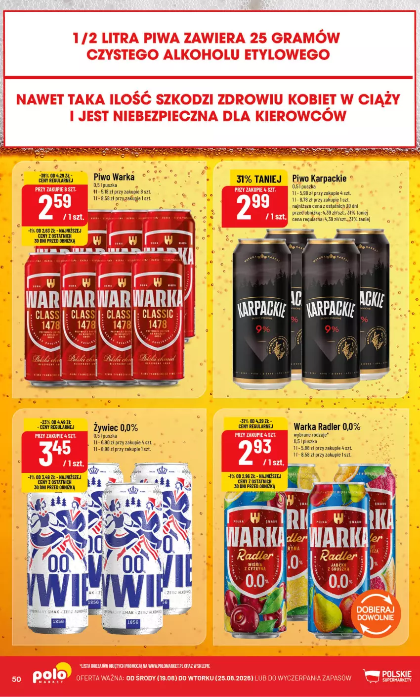 Gazetka promocyjna PoloMarket - Gazetka POLOmarket - ważna 19.08 do 25.08.2026 - strona 50 - produkty: Karp, Piwo, Radler, Warka