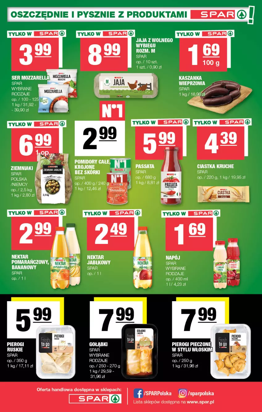 Gazetka promocyjna Spar - Spar - ważna 13.08 do 23.08.2023 - strona 8 - produkty: Ciastka, Jaja, Jaja z wolnego wybiegu, Kasza, Kaszanka, Mozzarella, Piec, Pierogi, Pomidory, Ser, Sos, Ziemniaki