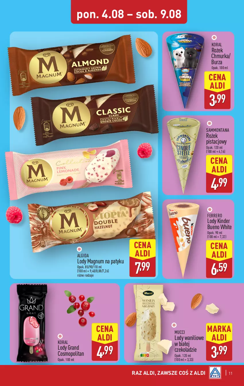 Gazetka promocyjna Aldi - Pełna oferta - ważna 04.08 do 09.08.2025 - strona 11 - produkty: Algida, Ferrero, Gra, Kinder, Kinder Bueno, LG, Lody, Mop