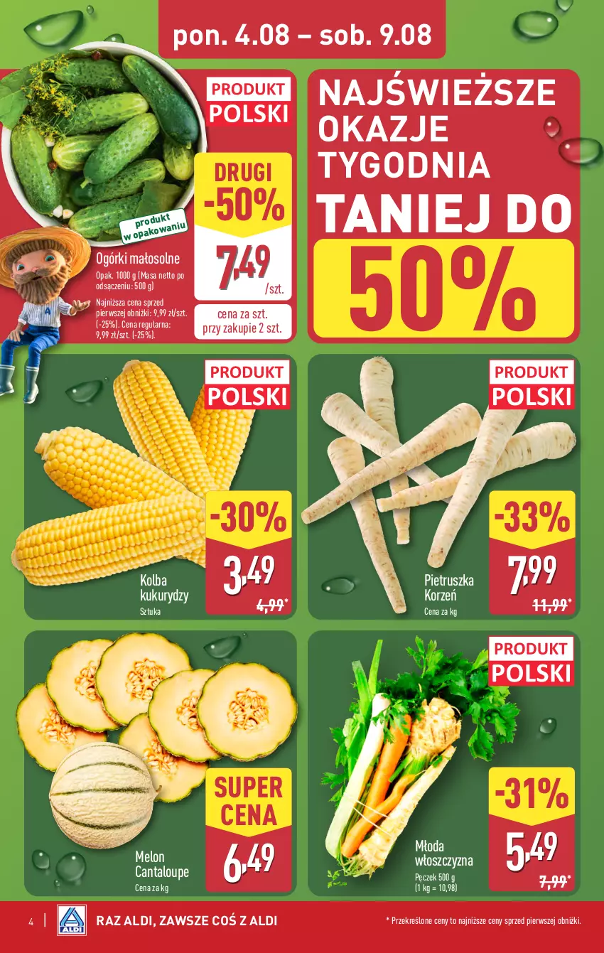 Gazetka promocyjna Aldi - Pełna oferta - ważna 04.08 do 09.08.2025 - strona 4 - produkty: Melon, Pietruszka, Włoszczyzna pęczek