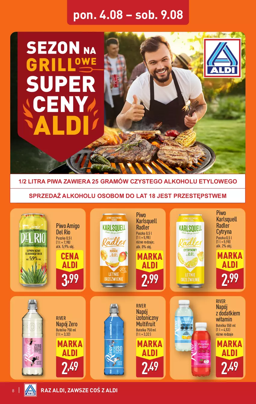 Gazetka promocyjna Aldi - Pełna oferta - ważna 04.08 do 09.08.2025 - strona 8 - produkty: Gra, Karlsquell, Napój, Napój izotoniczny, Piwa, Piwo, Radler