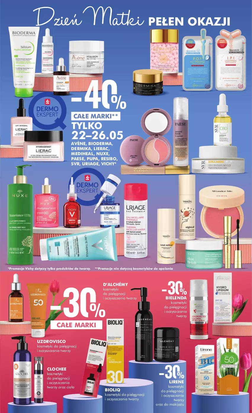 Gazetka promocyjna Super Pharm - ważna 15.05 do 28.05.2024 - strona 5 - produkty: Avène, Bielenda, Bioderma, Dermika, Kosmetyki do pielęgnacji, Lierac, Lirene, Makijaż, Nuxe, PAESE, Pupa, SVR, Vichy