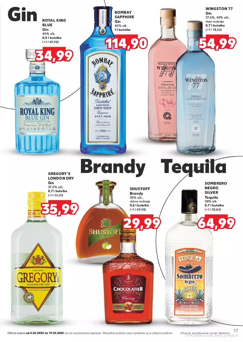 Gazetka promocyjna Kaufland - Barek Kauflandu - ważna 06.02 do 19.02.2025 - strona 17 - produkty: Brandy, Gin, HP, Tequila, Wingston 77