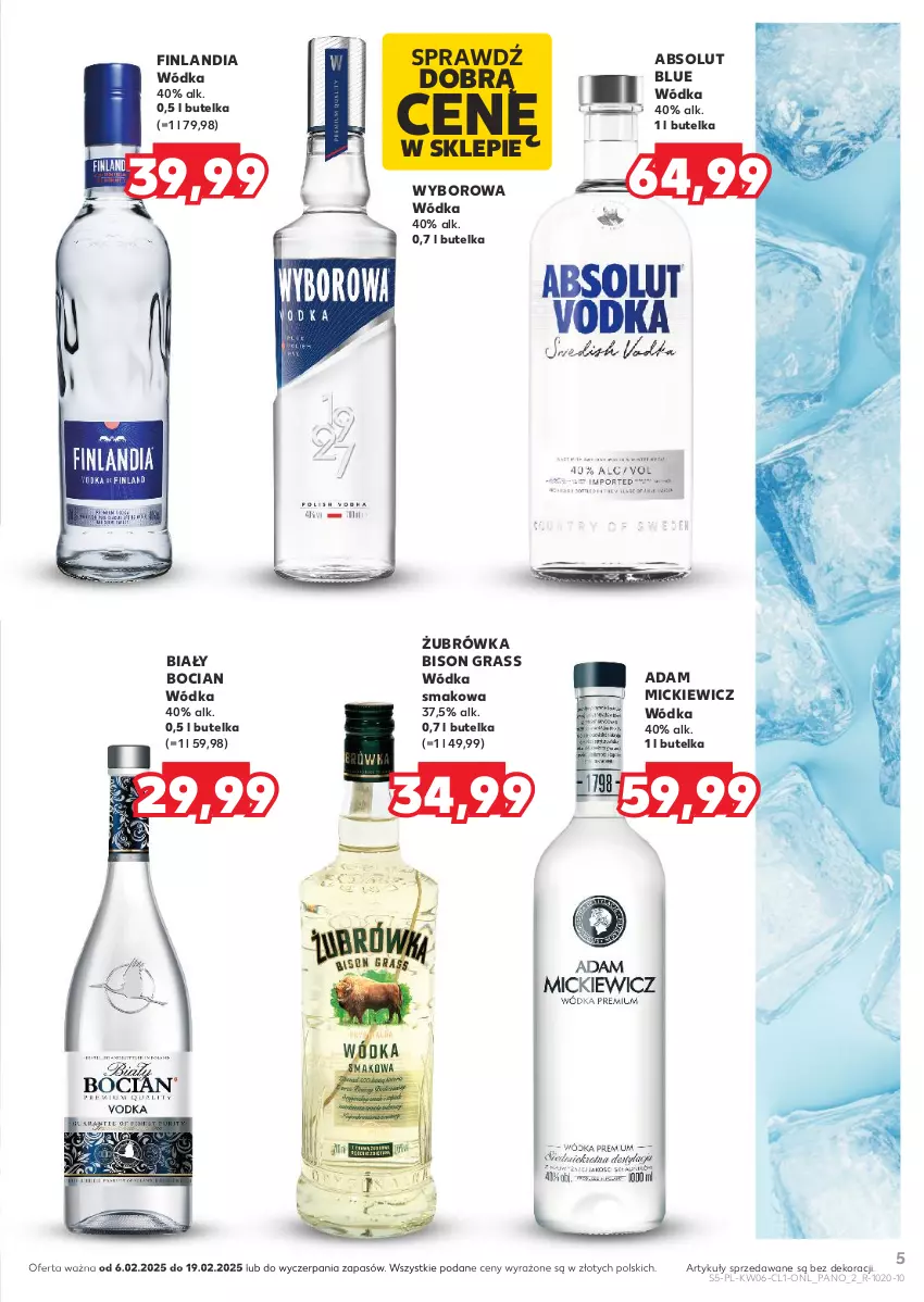 Gazetka promocyjna Kaufland - Barek Kauflandu - ważna 06.02 do 19.02.2025 - strona 5 - produkty: Absolut, Biały Bocian, Finlandia, Gra, Wódka, Wyborowa