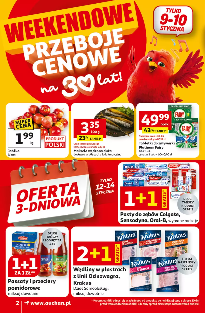 Gazetka promocyjna Auchan - 30 Lat Supermarket Auchan Franczyza - ważna 08.01 do 14.01.2026 - strona 2 - produkty: Colgate, Fa, Fairy, Gra, Jabłka, Krakus, LG, Sensodyne, Tablet, Tabletki do zmywarki, Zmywarki