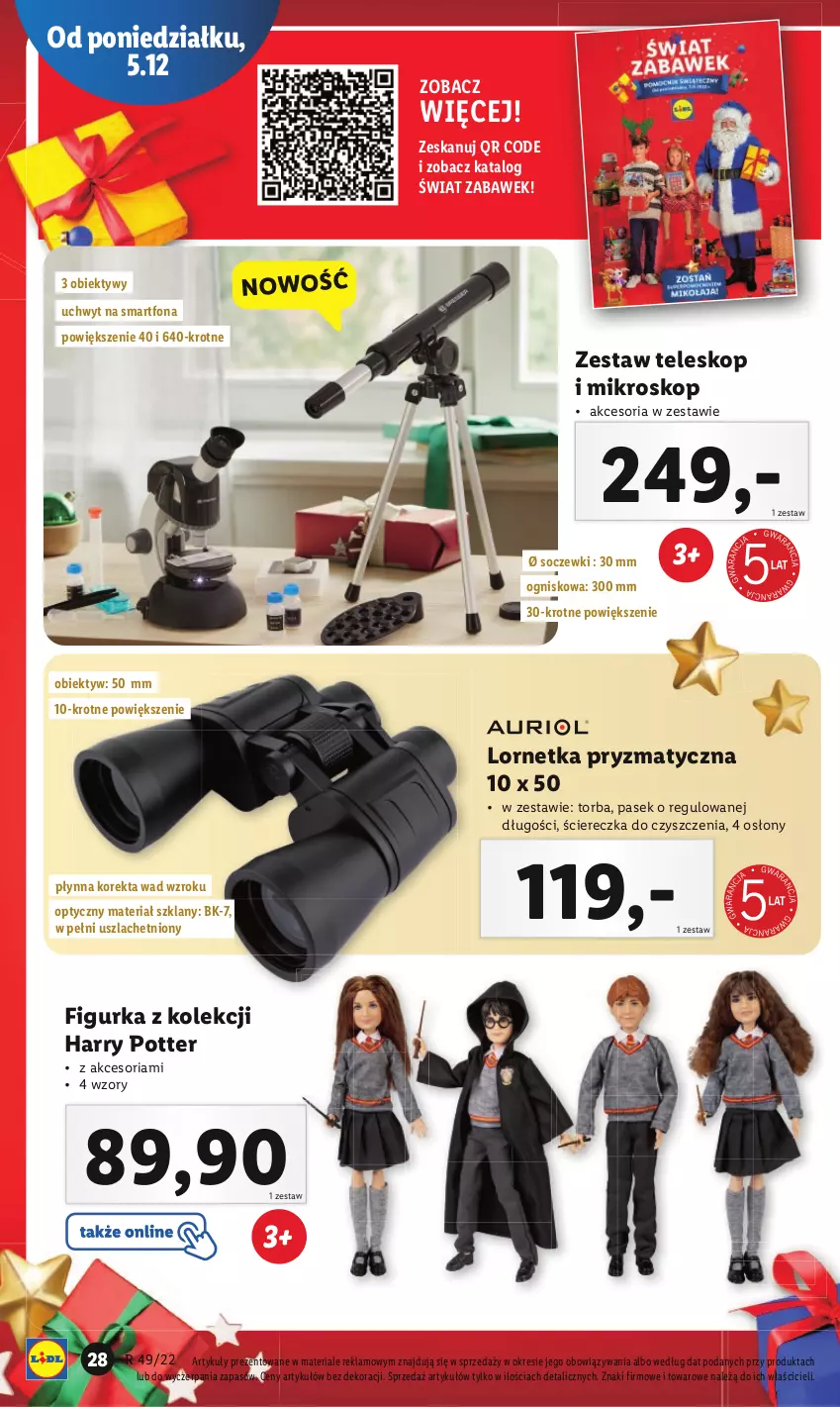 Gazetka promocyjna Lidl - GAZETKA - ważna 05.12 do 11.12.2022 - strona 28 - produkty: Harry Potter, Lornetka, Mikroskop, Obiektyw, Pasek, Smartfon, Teleskop, Torba