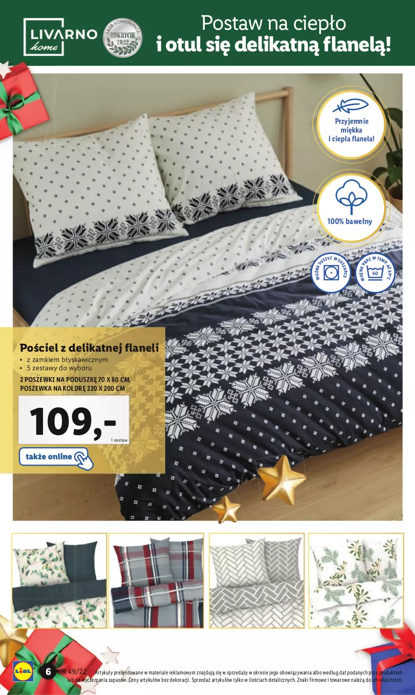 Gazetka promocyjna Lidl - GAZETKA - ważna 05.12 do 11.12.2022 - strona 6 - produkty: Pościel, Poszewka