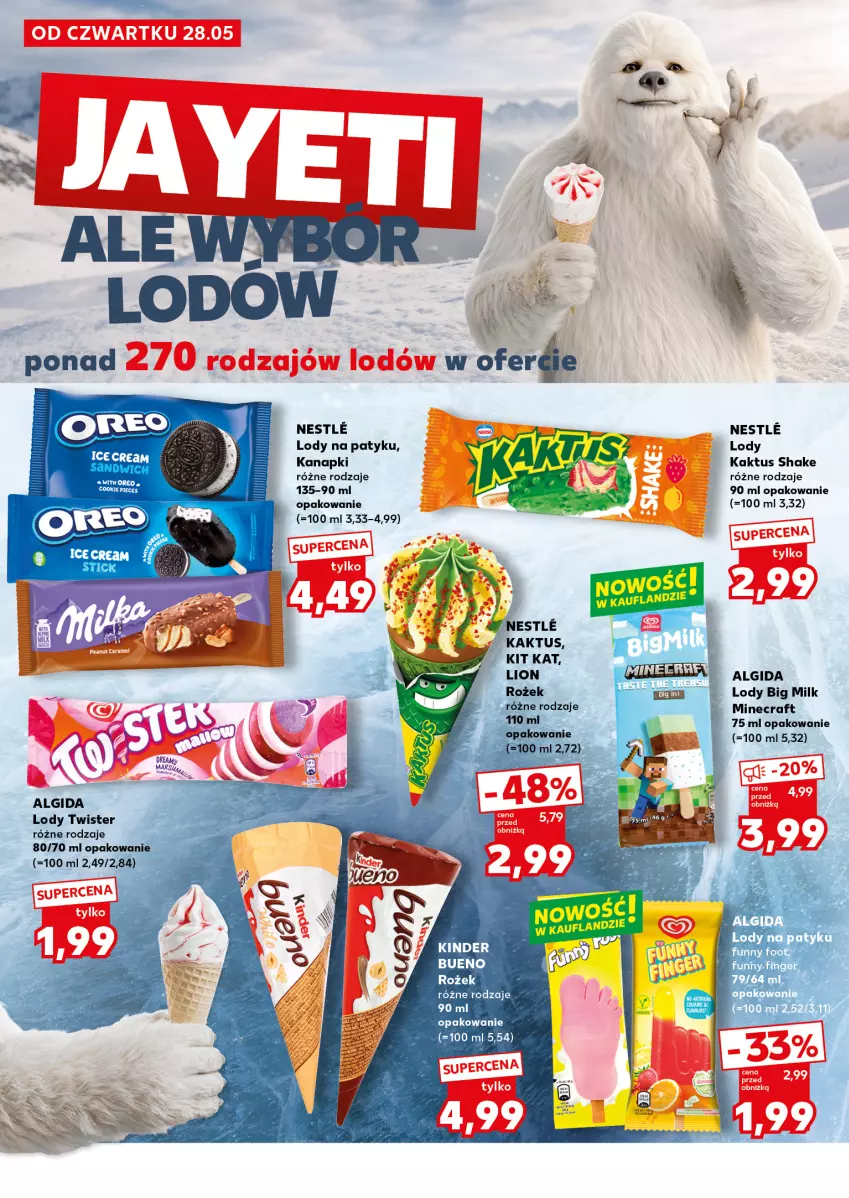 Gazetka promocyjna Kaufland - Mocny Start - ważna 01.06 do 02.06.2026 - strona 20 - produkty: Algida, Big Milk, Fa, Kaktus, Kinder, Kinder Bueno, Kit Kat, LG, Lion, Lody, Minecraft
