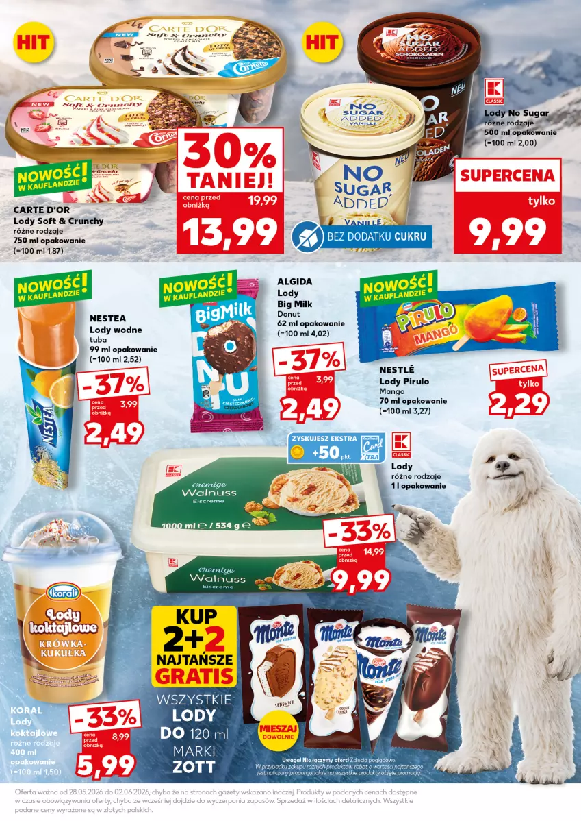 Gazetka promocyjna Kaufland - Mocny Start - ważna 01.06 do 02.06.2026 - strona 21 - produkty: Algida, Big Milk, Carte d'Or, Donut, LG, Lody, Mango, Nestea, Waga