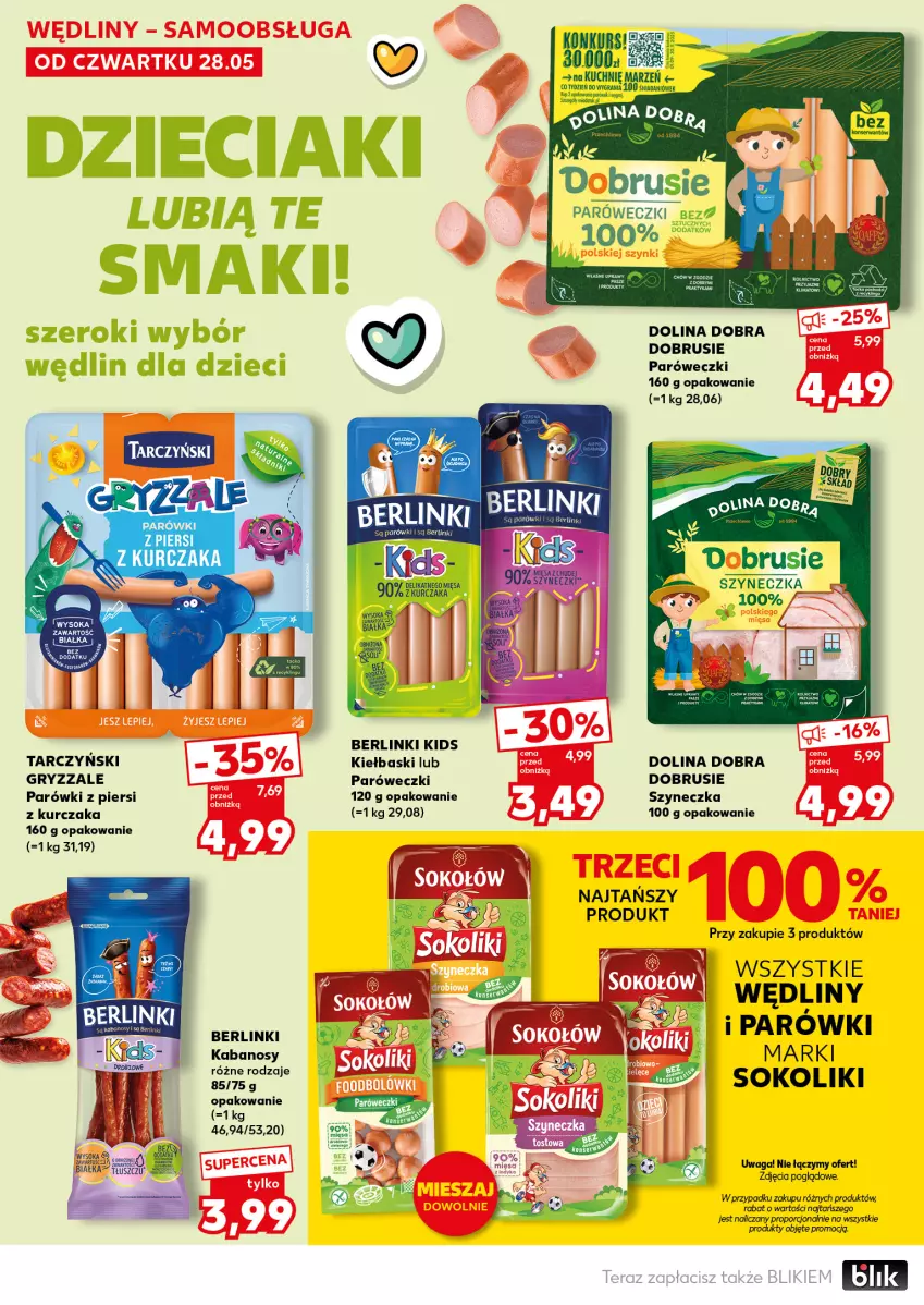 Gazetka promocyjna Kaufland - Mocny Start - ważna 01.06 do 02.06.2026 - strona 22 - produkty: Berlinki, Gra, Gry, Kabanos, Kurczak, Obrus, Parówki, Por, Sok, Tarczyński, Waga