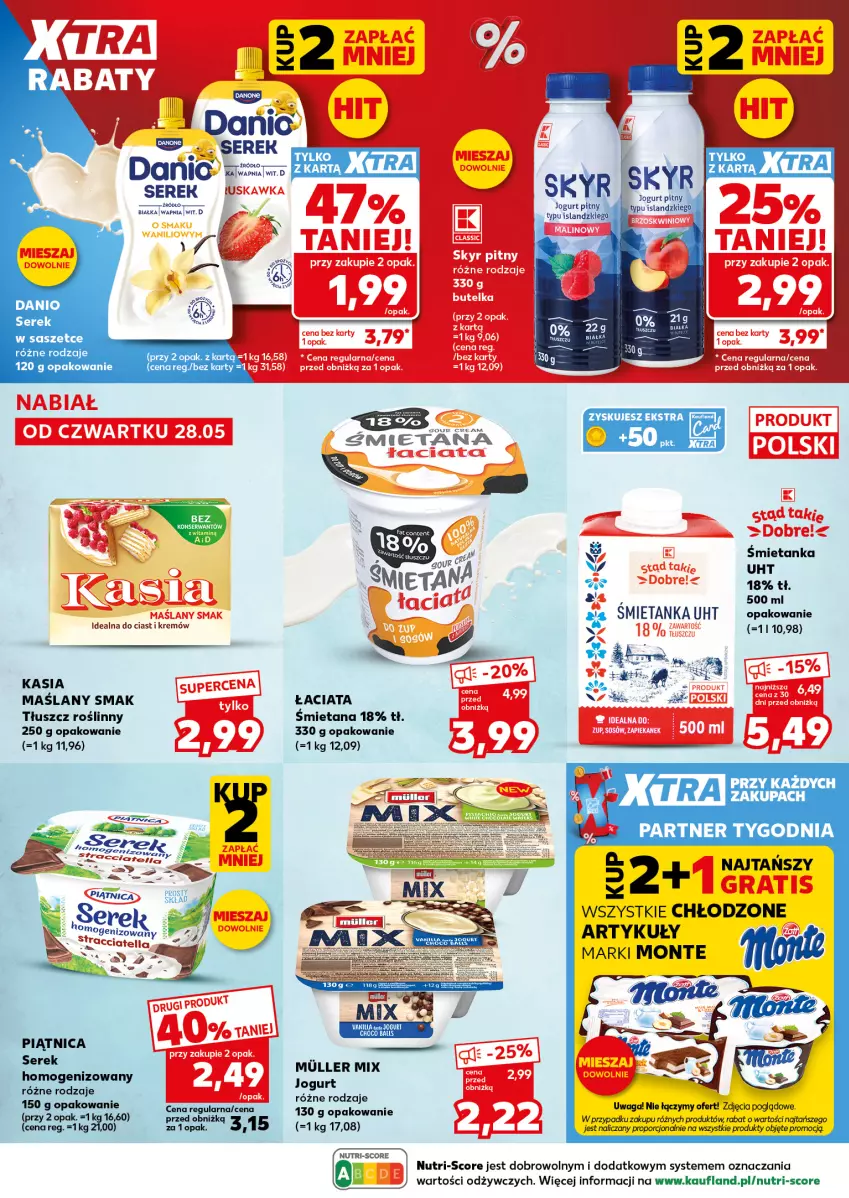 Gazetka promocyjna Kaufland - Mocny Start - ważna 01.06 do 02.06.2026 - strona 24 - produkty: Danio, Fa, Jogurt, Kasia, Monte, Piątnica, Por, Ser, Serek, Tłuszcz roślinny, Waga