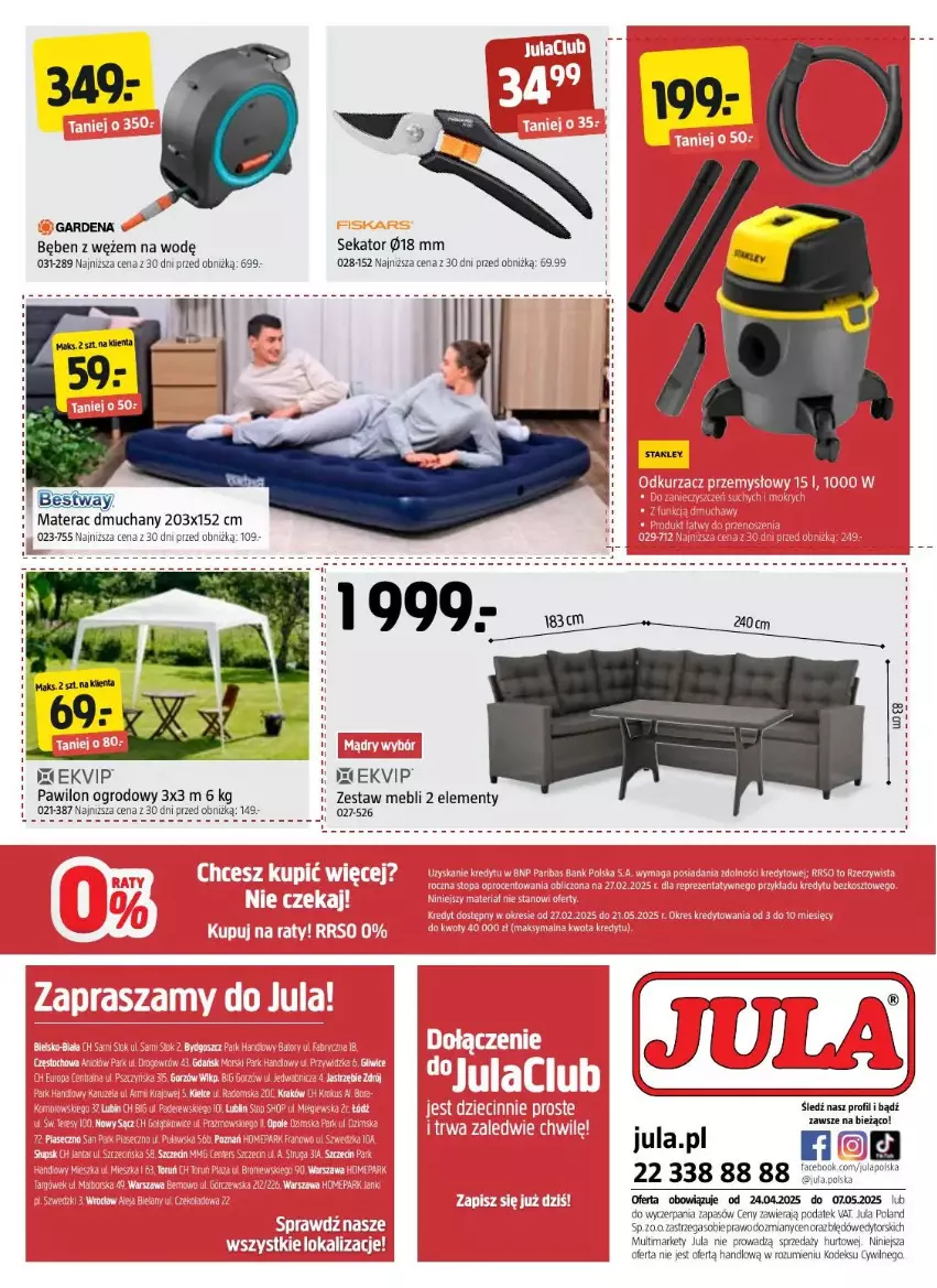 Gazetka promocyjna Jula - ważna 24.04 do 07.05.2025 - strona 10 - produkty: Fa, Materac, Materac dmuchany, Sekator, Tera, Top