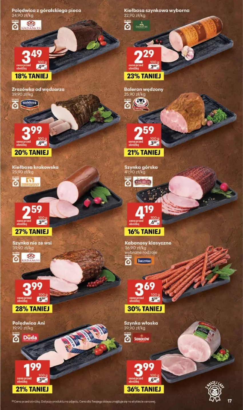 Gazetka promocyjna Delikatesy Centrum - Franczyza DC27 Czwartek - ważna 02.07 do 08.07.2026 - strona 17 - produkty: Fa, Gin, Kiełbasa, Kiełbasa krakowska, Kiełbasa szynkowa, Piec, Polędwica, Szynka
