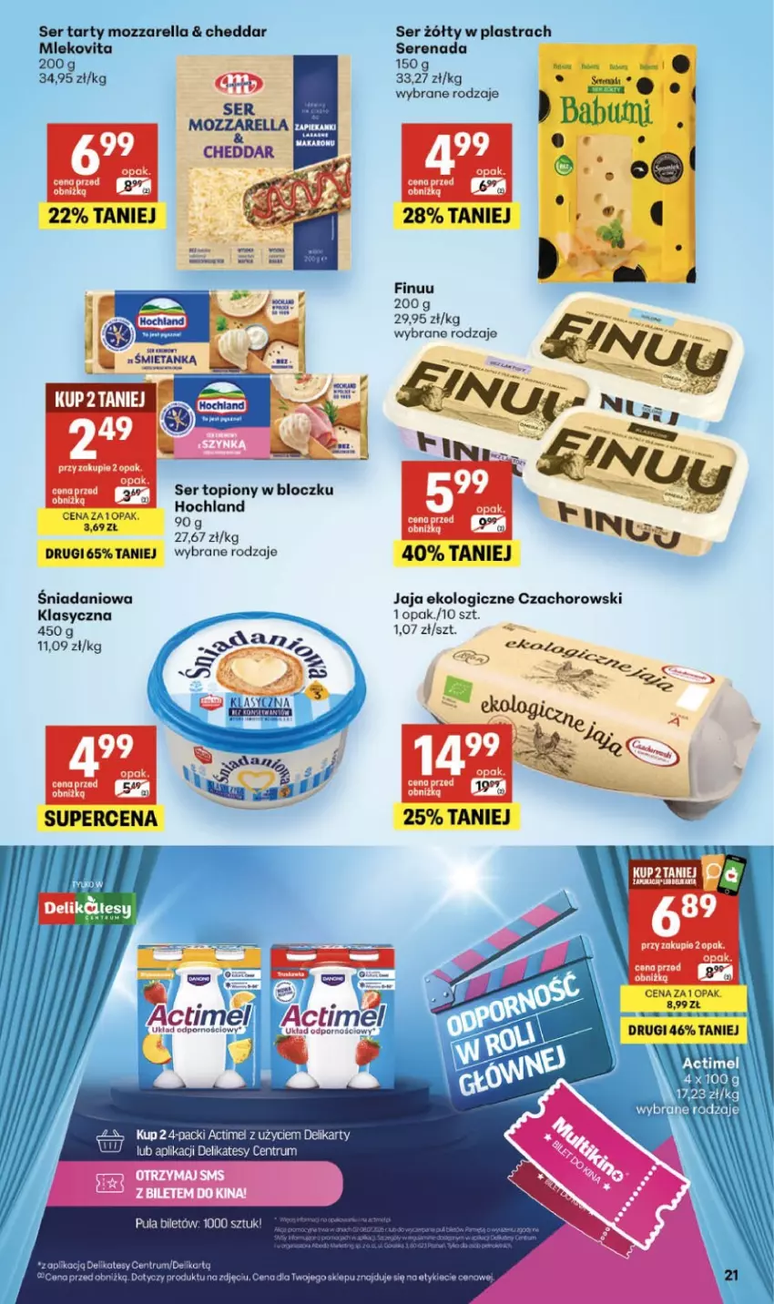 Gazetka promocyjna Delikatesy Centrum - Franczyza DC27 Czwartek - ważna 02.07 do 08.07.2026 - strona 21 - produkty: Babuni, Cheddar, Danio, Finuu, Hochland, Jaja, Mleko, Mlekovita, Mozzarella, Nuty, Por, Rum, Ser, Ser topiony, Top