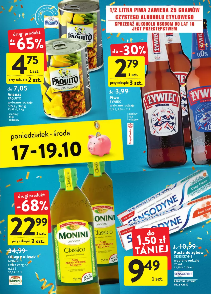 Gazetka promocyjna Intermarche - Gazetka Intermarche - ważna 13.10 do 19.10.2022 - strona 39 - produkty: Ananas, Gin, Monini, Oliwa, Oliwa z oliwek, Pasta do zębów, Piwo, Sensodyne