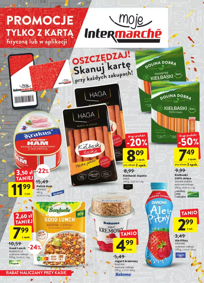 Gazetka promocyjna Intermarche - Gazetka Intermarche - ważna 13.10 do 19.10.2022 - strona 6 - produkty: Bakoma, Bonduelle, Danone, Jogurt, Kiełbaski śląskie, Krakus