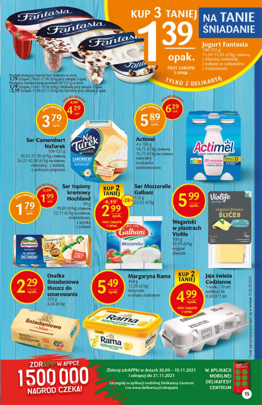 Gazetka promocyjna Delikatesy Centrum - Gazetka DC46 n. fresh - ważna 18.11 do 24.11.2021 - strona 15 - produkty: Camembert, Cheddar, Danio, Fa, Fanta, Galbani, Gin, Hochland, Jaja, Jogurt, Margaryna, Mobil, Mozzarella, Pieprz, Rama, Rum, Ser