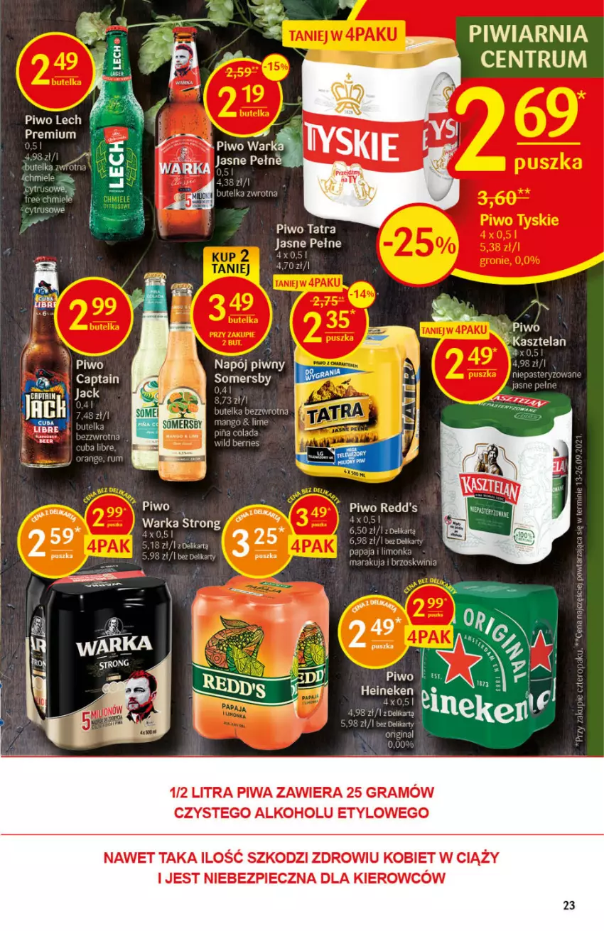 Gazetka promocyjna Delikatesy Centrum - Gazetka DC46 n. fresh - ważna 18.11 do 24.11.2021 - strona 23 - produkty: Fa, Gin, Gra, Lech Premium, Napój, Piec, Piwa, Piwo, Rum, Somersby, Tatra, Warka