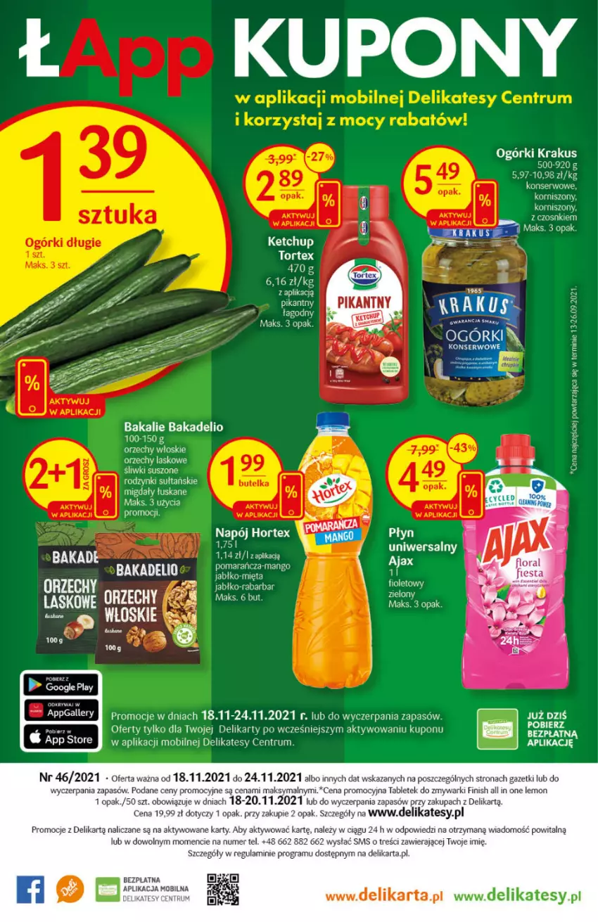 Gazetka promocyjna Delikatesy Centrum - Gazetka DC46 n. fresh - ważna 18.11 do 24.11.2021 - strona 28 - produkty: Finish, Gra, Hortex, Korniszony, Krakus, LG, Mango, Mięta, Migdały, Migdały łuskane, Mobil, Napój, Orzechy włoskie, Pax, Rodzynki, Rum, Ser, Tablet, Zmywarki