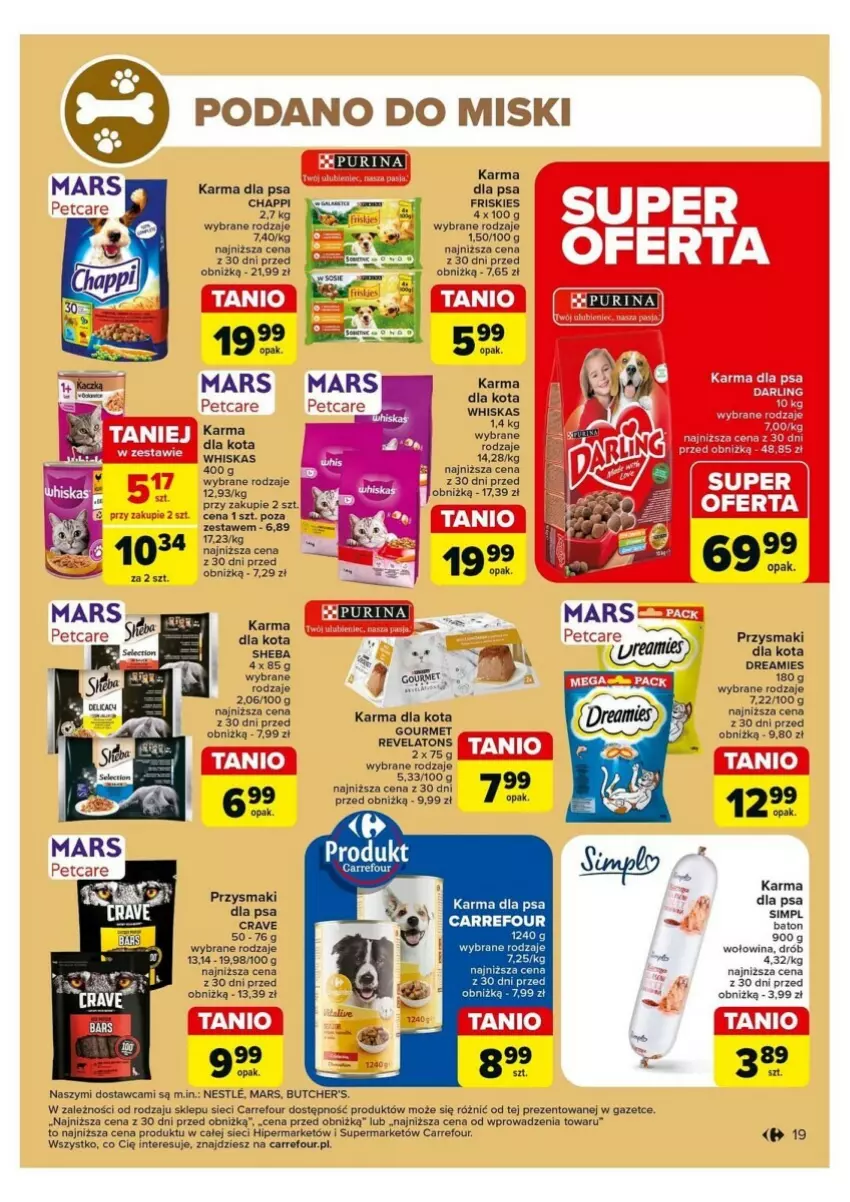 Gazetka promocyjna Carrefour - ważna 04.06 do 08.06.2024 - strona 16 - produkty: Butcher's, Chappi, Drób, Fa, Friskies, Gala, LG, Mars, Przysmaki, Pur, Purina, Sheba, Whiskas, Wołowina