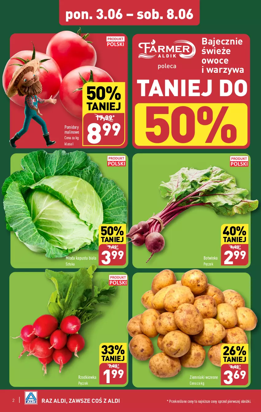 Gazetka promocyjna Aldi - Pełna oferta - ważna 03.06 do 08.06.2024 - strona 2 - produkty: Inka, Owoce, Pomidory, Rzodkiewka, Warzywa, Ziemniaki