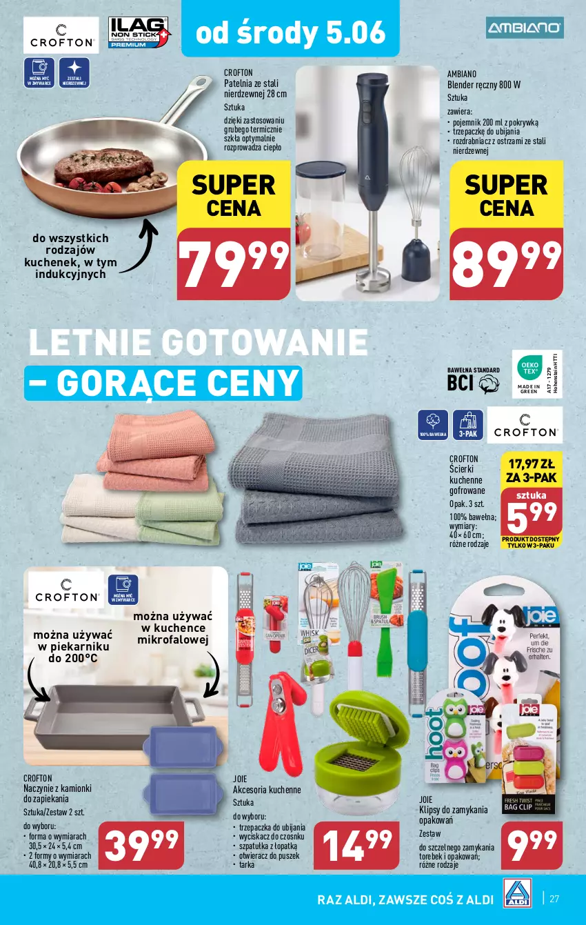 Gazetka promocyjna Aldi - Pełna oferta - ważna 03.06 do 08.06.2024 - strona 27 - produkty: Blender, Blender ręczny, Fa, Otwieracz, Patelnia, Piekarnik, Pojemnik, Rozdrabniacz, Szpatułka, Tarka, Trzepaczka, Wełna