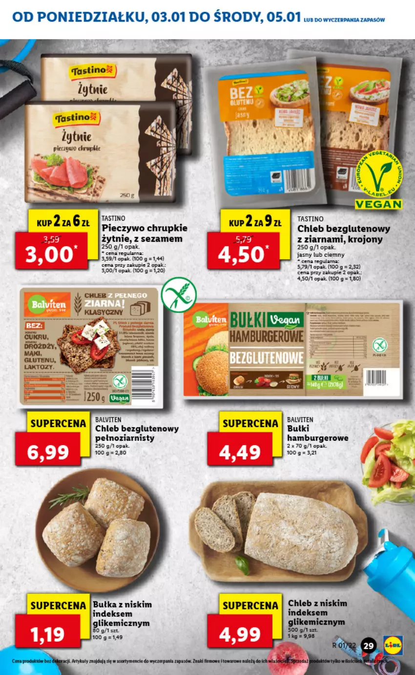 Gazetka promocyjna Lidl - GAZETKA - ważna 03.01 do 05.01.2022 - strona 29 - produkty: Bułka, Burger, Chleb, Chleb bezglutenowy, Chrupki, Hamburger, Piec, Pieczywo, Pieczywo chrupkie, Sezam