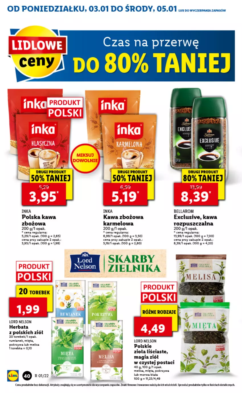 Gazetka promocyjna Lidl - GAZETKA - ważna 03.01 do 05.01.2022 - strona 40 - produkty: Bell, Bella, Herbata, Inka, Kawa, Kawa zbożowa, Mięta, Rum