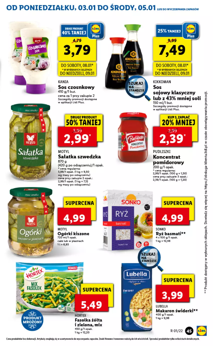 Gazetka promocyjna Lidl - GAZETKA - ważna 03.01 do 05.01.2022 - strona 45 - produkty: Bell, Bella, Fa, Lubella, Makaron, Mars, Por, Pudliszki, Rama, Ryż, Sałat, Sałatka, Sonko