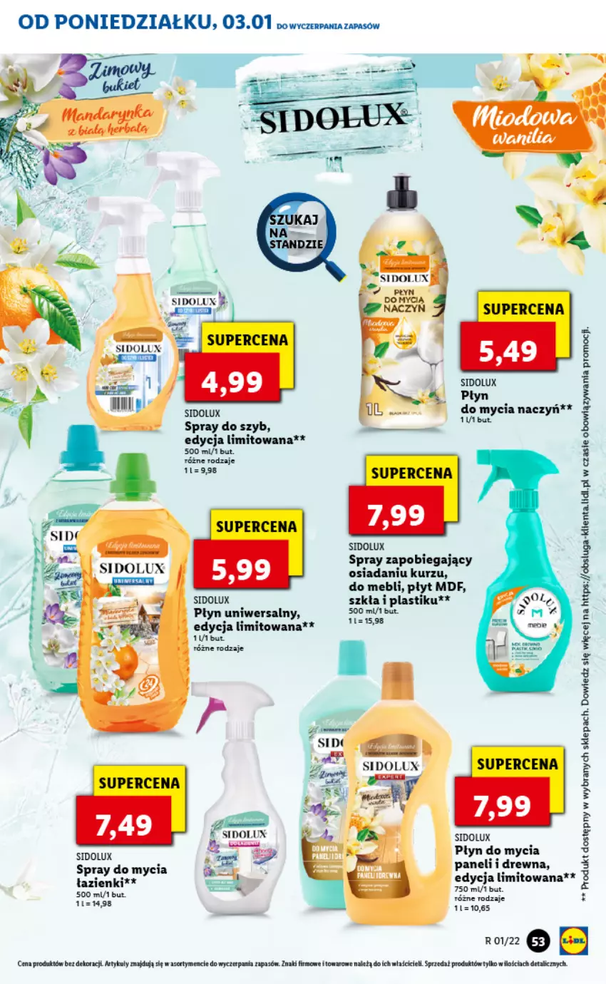 Gazetka promocyjna Lidl - GAZETKA - ważna 03.01 do 05.01.2022 - strona 53 - produkty: Do mycia naczyń, Fa, Płyn do mycia, Sidolux