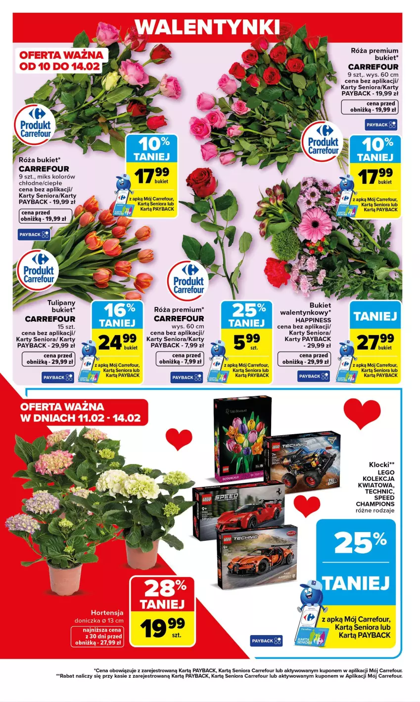 Gazetka promocyjna Carrefour - Gazetka Walentynki - ważna 09.02 do 14.02.2026 - strona 6 - produkty: Bukiet, Fa, Klocki, LEGO, Róża, Tulipan