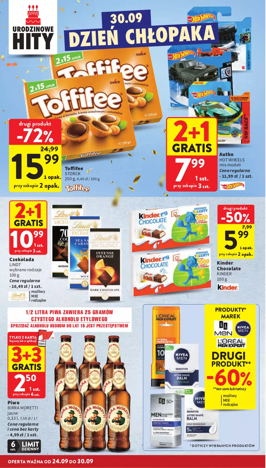 Gazetka promocyjna Intermarche - Gazetka promocyjna - ważna 24.09 do 30.09.2026 - strona 10 - produkty: Czekolada, Gra, Hot Wheels, Kinder, Lindt, Piwa, Piwo