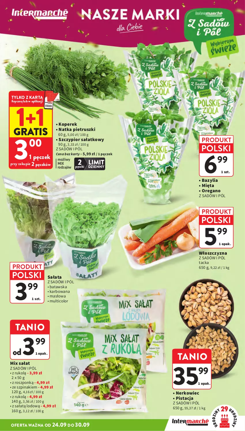 Gazetka promocyjna Intermarche - Gazetka promocyjna - ważna 24.09 do 30.09.2026 - strona 13 - produkty: Bazyl, Bazylia, Gra, Masło, Mięta, Natka pietruszki, Sałat, Szpinak