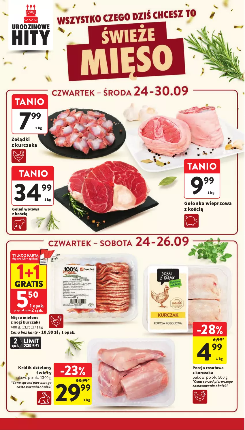 Gazetka promocyjna Intermarche - Gazetka promocyjna - ważna 24.09 do 30.09.2026 - strona 14 - produkty: Golonka wieprzowa, Gra, Królik, Kurczak, Mięso, Mięso mielone, Por