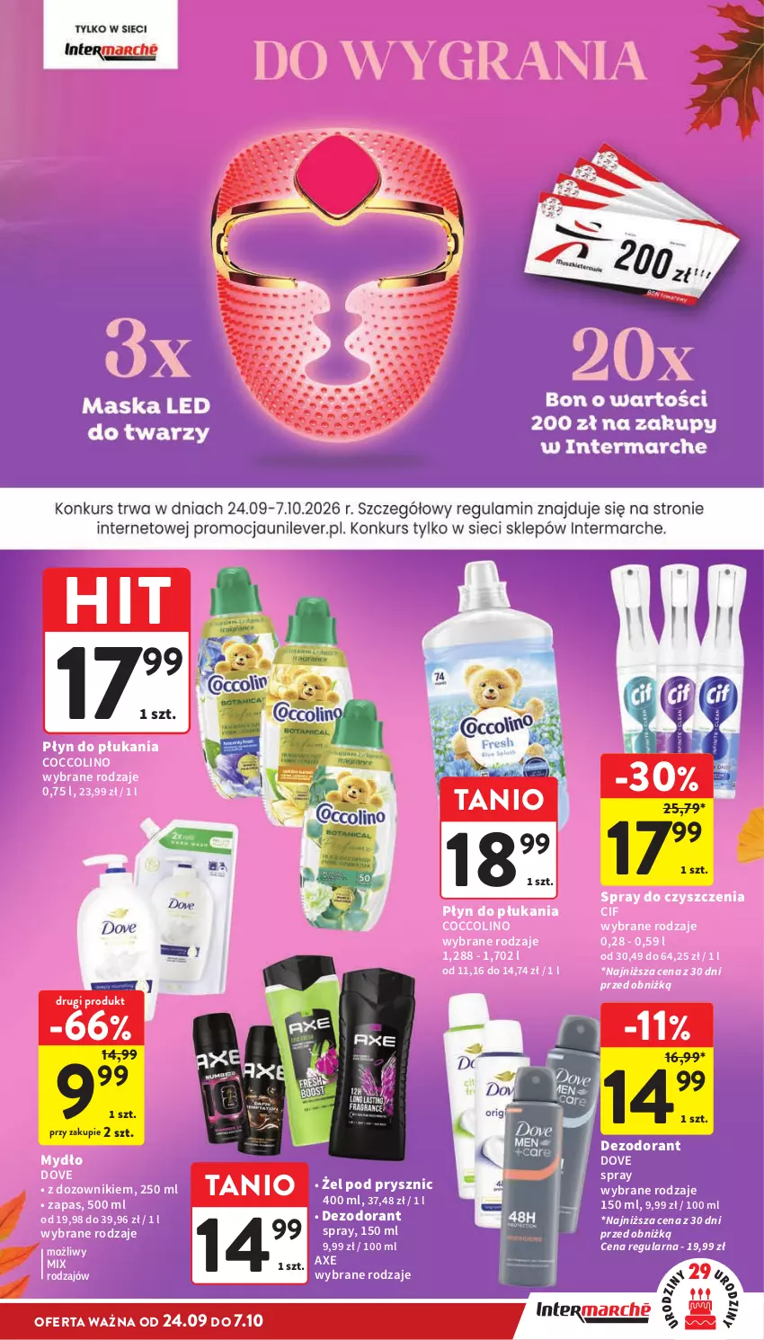 Gazetka promocyjna Intermarche - Gazetka promocyjna - ważna 24.09 do 30.09.2026 - strona 35 - produkty: Cif, Coccolino, Dezodorant, Dove, Dozownik, Mydło, Płyn do płukania, Spray do czyszczenia