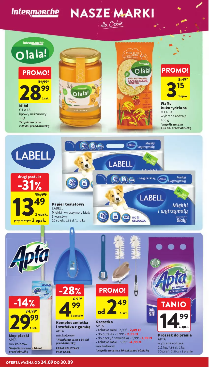 Gazetka promocyjna Intermarche - Gazetka promocyjna - ważna 24.09 do 30.09.2026 - strona 40 - produkty: Bell, Miód, Mop, Nektar, Papier, Papier toaletowy, Proszek do prania, Szczotka, Szufelka, Wafle