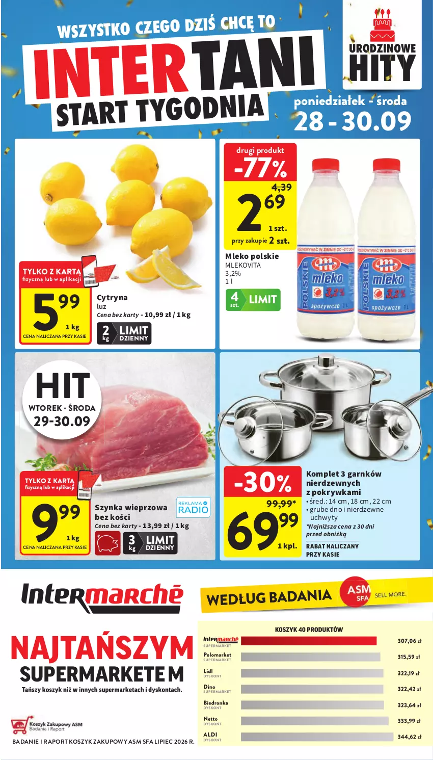 Gazetka promocyjna Intermarche - Gazetka promocyjna - ważna 24.09 do 30.09.2026 - strona 48 - produkty: Fa, Kosz, Mleko, Mlekovita, Piec, Por, Szynka, Szynka wieprzowa, Uchwyty