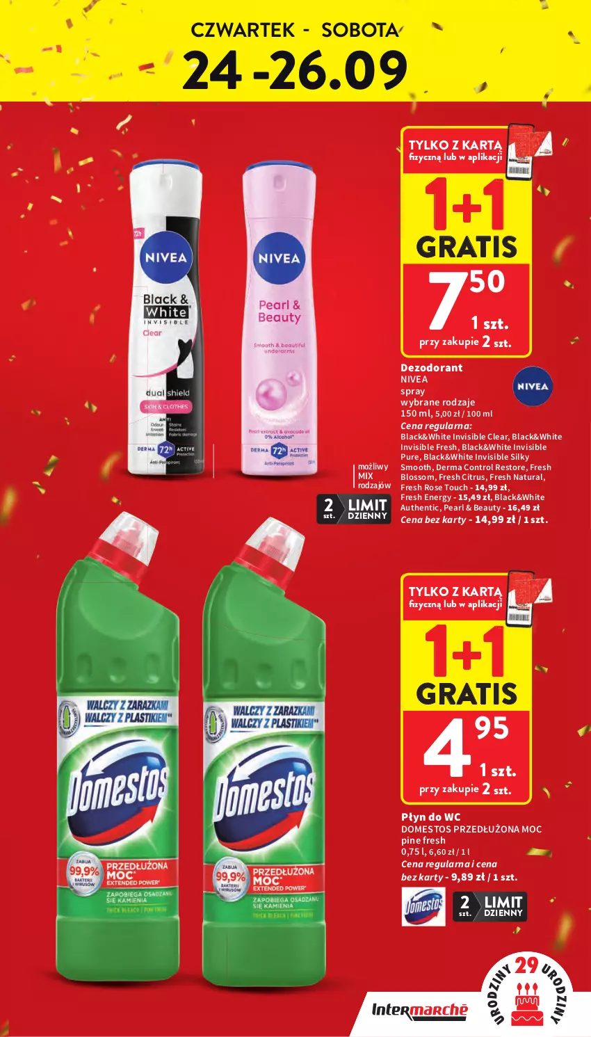 Gazetka promocyjna Intermarche - Gazetka promocyjna - ważna 24.09 do 30.09.2026 - strona 5 - produkty: Control, Dezodorant, Domestos, Gra, Lack, Nivea, Płyn do wc, Pur