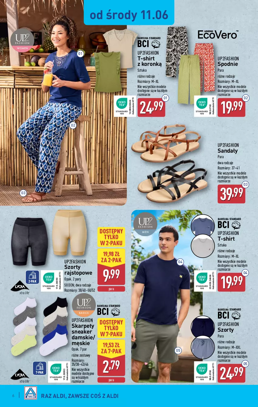 Gazetka promocyjna Aldi - Artykuły przemysłowe i tekstylia - ważna 11.06 do 14.06.2025 - strona 6 - produkty: Fa, Karp, Sandał, Spodnie, Szorty, T-shirt, Top