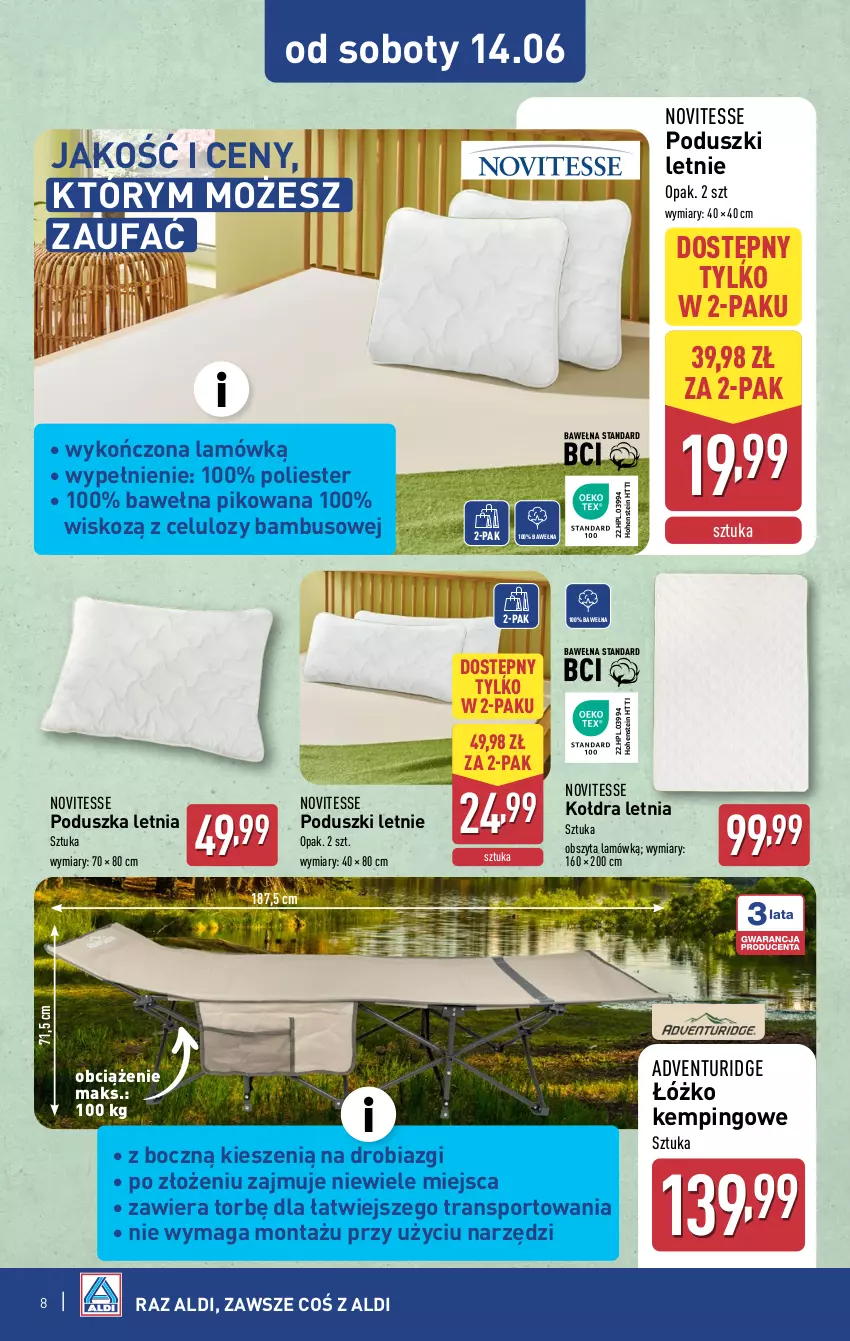Gazetka promocyjna Aldi - Artykuły przemysłowe i tekstylia - ważna 11.06 do 14.06.2025 - strona 8 - produkty: Fa, HP, Kołdra, Poduszka, Por, Sport, Tran, Wełna